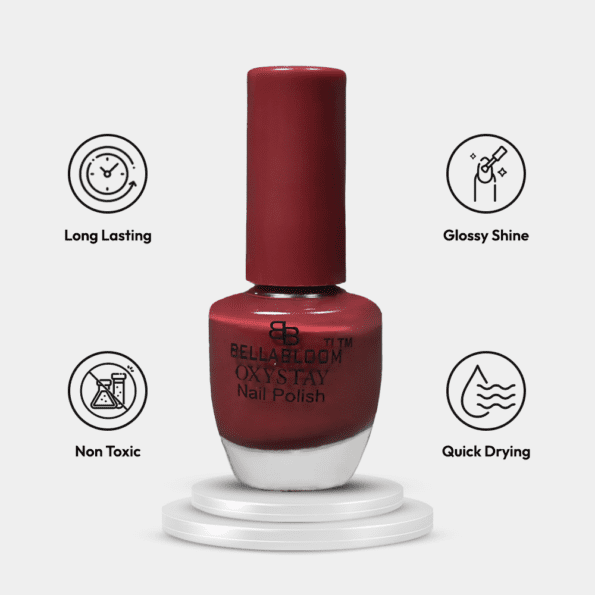 Dark-Rust nail polish features