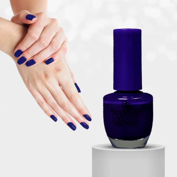 blue nail polish application