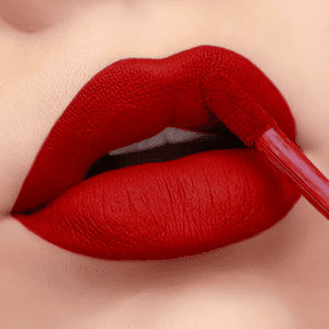 blood red lipstick