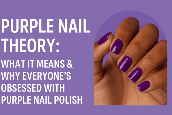 Purple Nail Theory banner featuring dark purple, light purple, and glitter nail polish shades for all skin tones with Bellabloom branding
