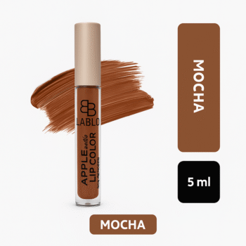 Natural nude brown matte lipstick on lips - LABLO Mocha shade